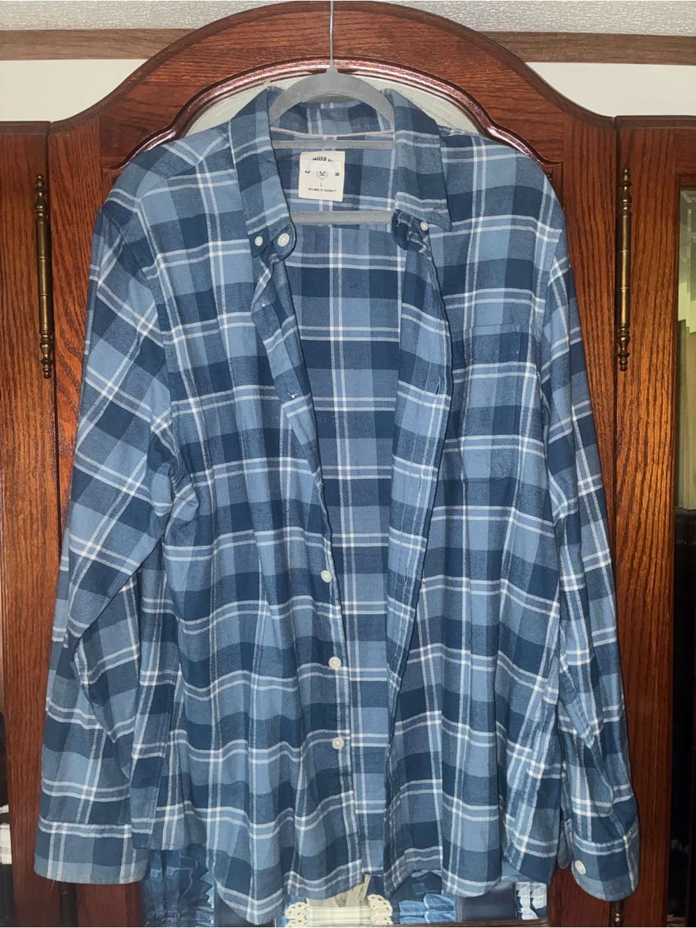 Men's Blue Plaid Lightweight Shirt Jacket - Casual Layering